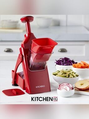 Red Mandoline Slicer with Safety Grip